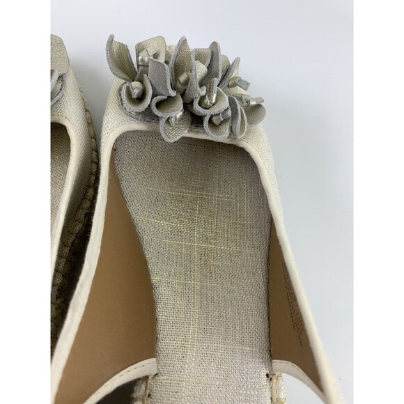 Clarks Artisan Slingback Espadrille Wedge Sandal Leather Flower SlipOn Women 7.5 - Picture 8 of 16